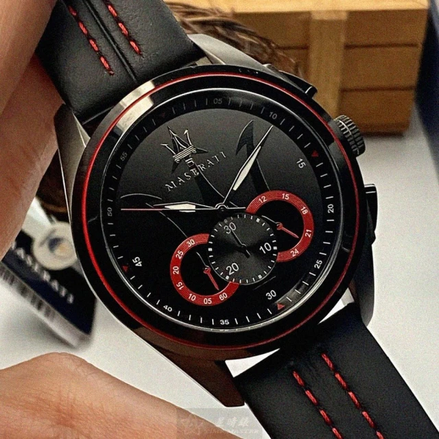 MASERATI 瑪莎拉蒂MASERATI 瑪莎拉蒂 MASERATI手錶型號R8871612023(黑色錶面黑錶殼黑紅色真皮皮革錶帶款)
