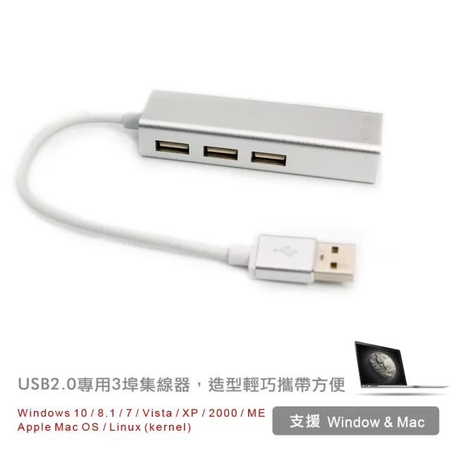 【ATake】USB2.0高速集線器/3埠+網路接口