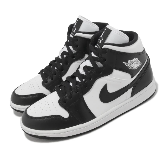 NIKE 耐吉NIKE 耐吉 休閒鞋 Wmns Air Jordan 1 Mid 女鞋 男鞋 黑 白 高筒 皮革 熊貓 AJ1(DV0991-101)