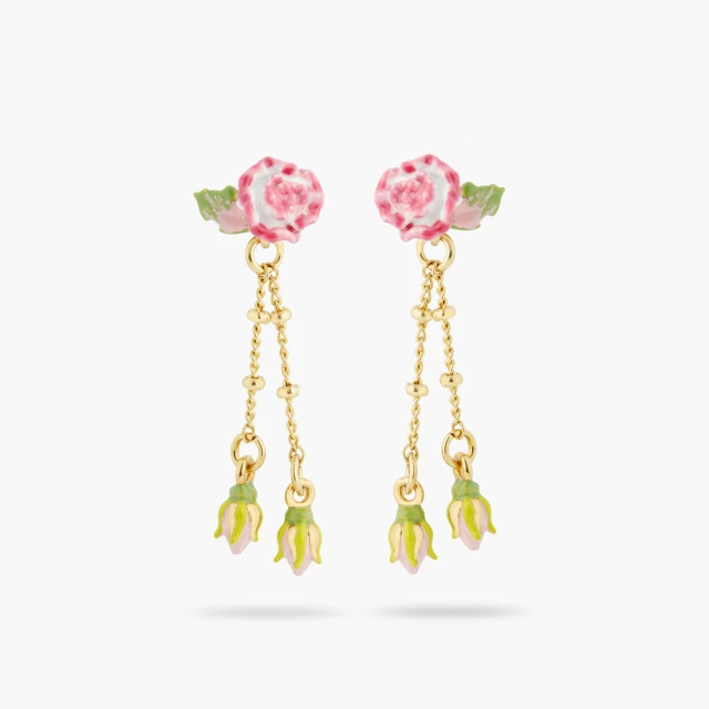 Les Nereides 春之舞會-馬鞭草花與粉色水晶耳環 