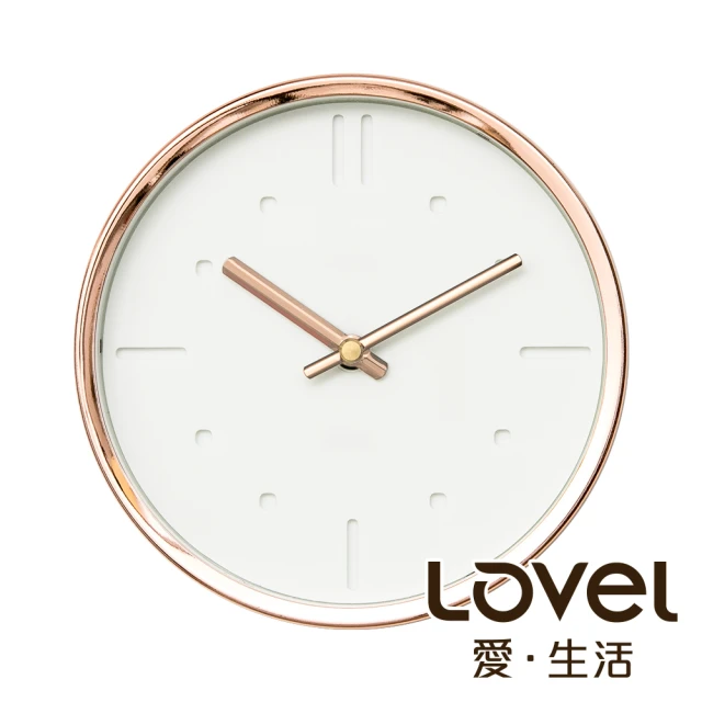 【WUZ 屋子】LOVEL 16cm 典雅玫瑰金框靜音時鐘-超時空白(M736RY-WH)