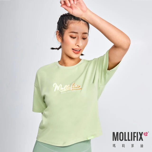 Mollifix 瑪莉菲絲 活力LOGO圓領短袖T恤(酪梨綠)