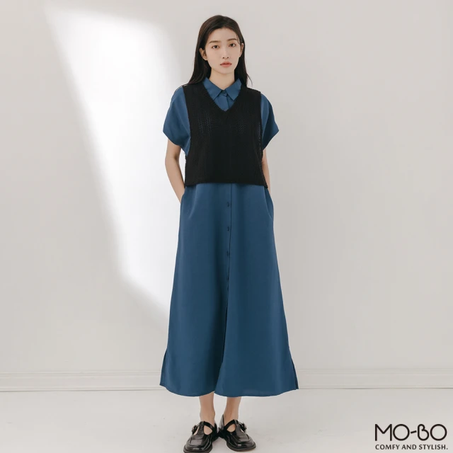 MO-BO 優雅編織勾花兩件式洋裝