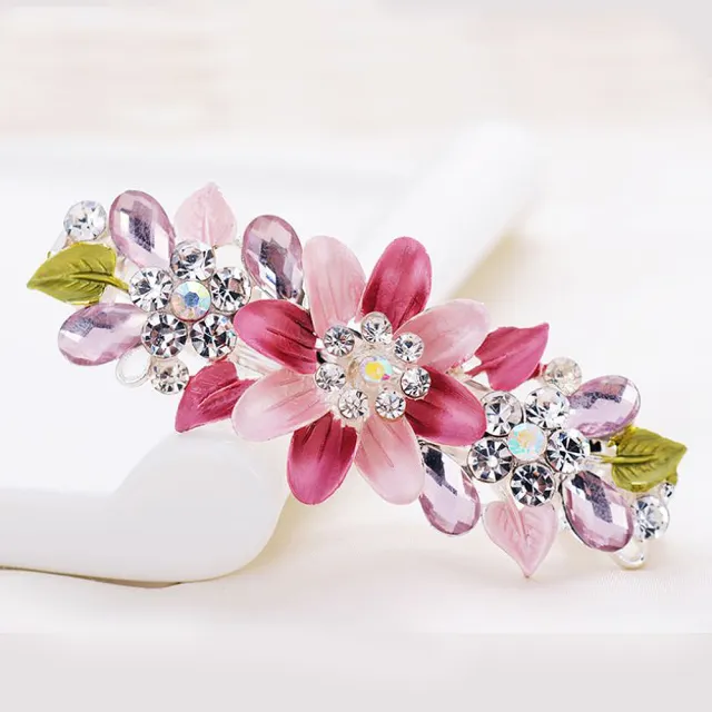 【Angel】法國花朵氣質水鑽時尚花朵造型髮夾(多種款式顏色可選)