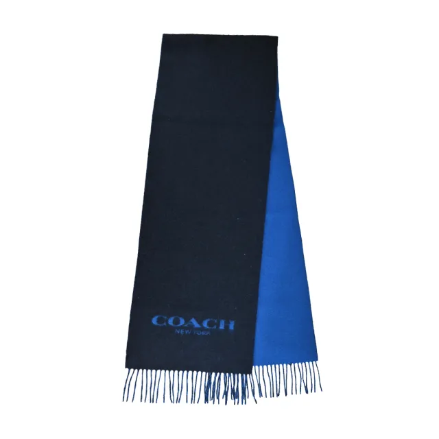 【COACH】雙色素面混紡羊毛圍巾