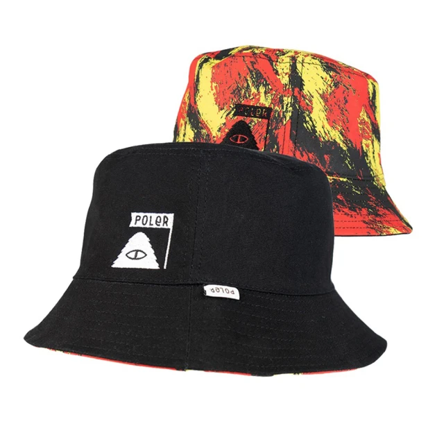 POLER STUFF REVERSIBLE BUCKET HAT 可水洗雙面漁夫帽(印花.黑 / CK WASH 聯名款)