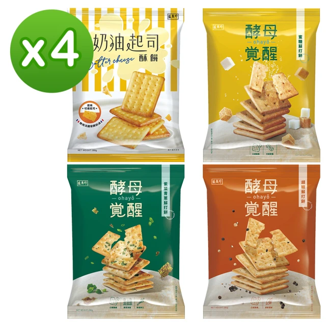 盛香珍 蘇打餅X4包入(酵母覺醒系列口味任選)