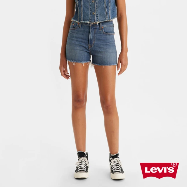 LEVIS 女款 高腰修腿牛仔短褲 / 貓鬚褲管 / 彈性布料 熱賣單品