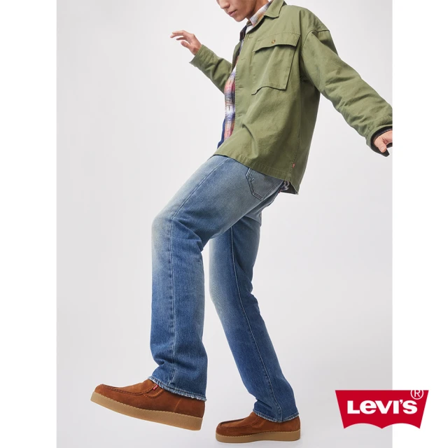 LEVIS 男款 501排釦直筒牛仔褲 / 精工中藍染刷白洗舊 人氣新品