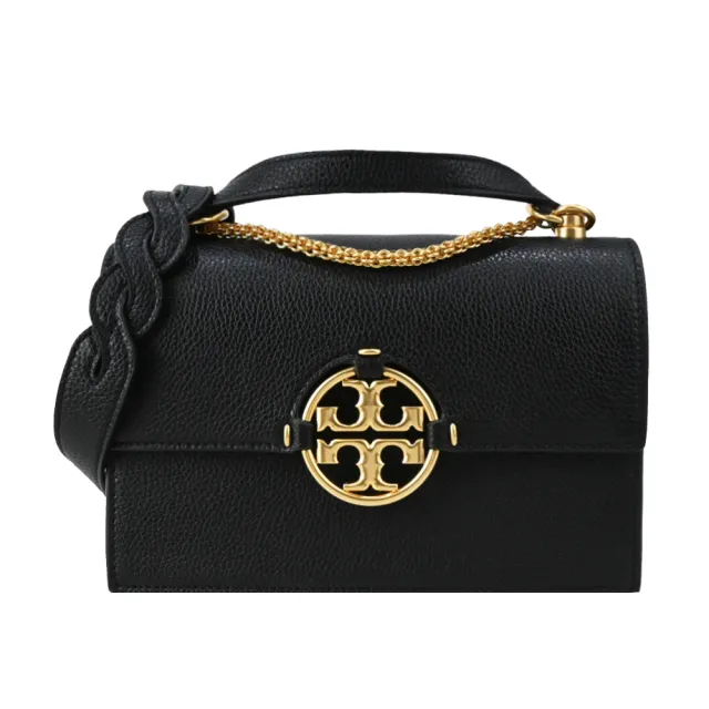 TORY BURCH】MILLER 雙T金字LOGO鍊帶編織手提/肩背包(小/黑) - momo