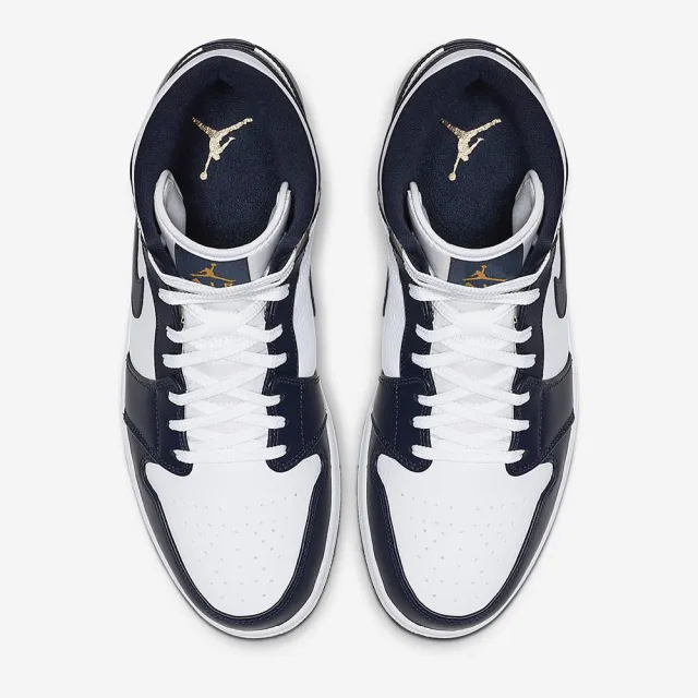 NIKE 耐吉 Air Jordan 1 Mid Obsidian 白 男鞋 黑曜石 藍白休閒鞋 AJ1(554724-174)