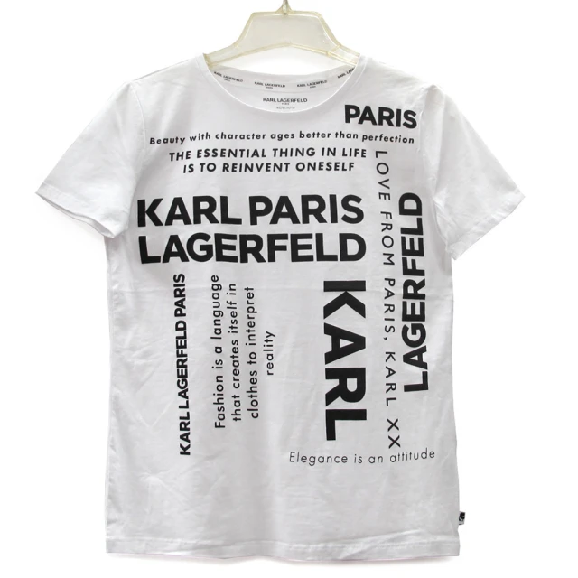 KARL LAGERFELD 卡爾 字母設計短袖棉T(白色)