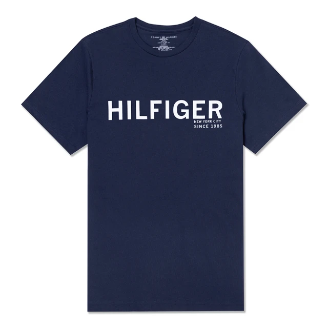 Tommy Hilfiger TOMMY 經典印刷文字涼爽圖案短袖T恤-深藍色(平輸品)