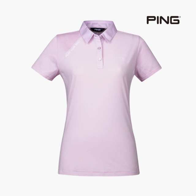 PING 女款異素材剪接高彈性短袖POLO衫-粉紅(吸濕排汗/日本素材/GOLF/高爾夫球衫/RA22106-13)