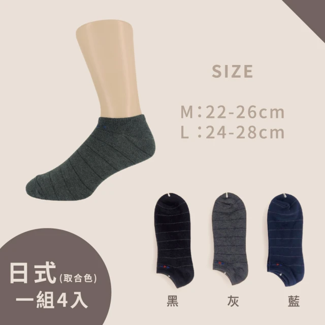 KaepaKaepa 日式條紋襪 美式條紋襪 義式條紋襪 船襪/短襪(4雙一組)