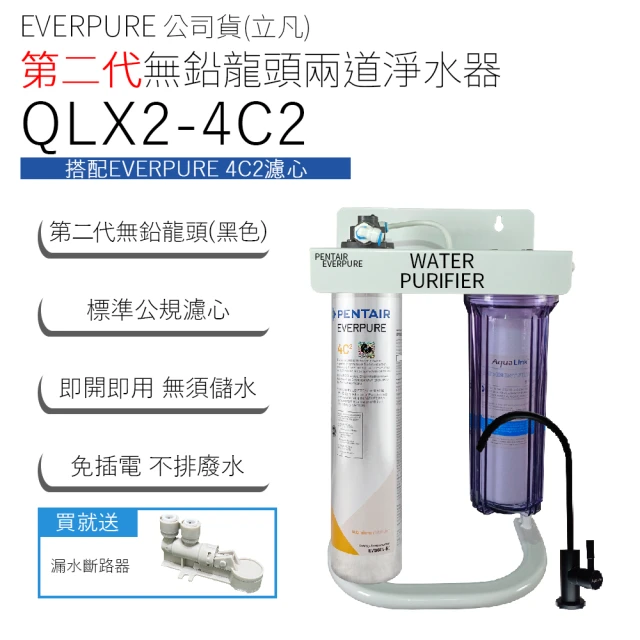 Pentair EVERPURE 立凡公司貨 第二代無鉛龍頭兩道淨水器(QLX2-4C2)