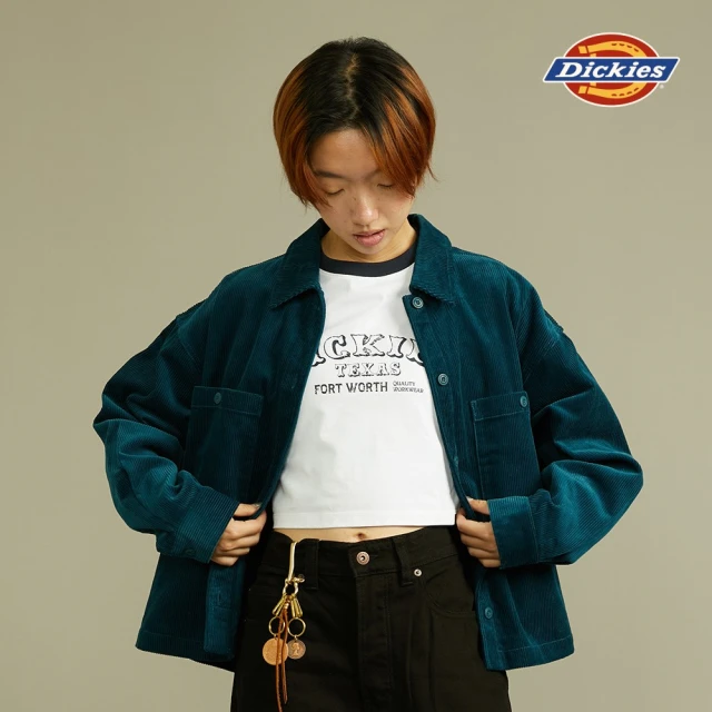 Dickies 男款藍紅色純棉法蘭絨撞色格紋休閒長袖襯衫｜D