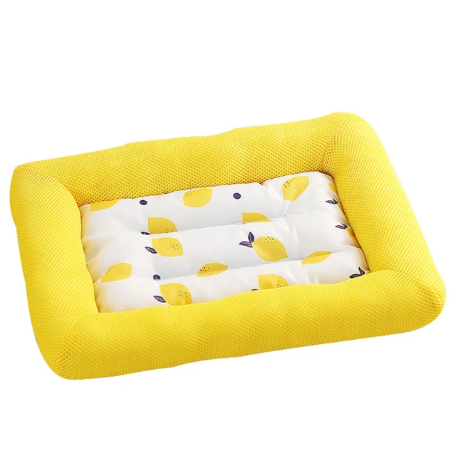 Animali 寵物涼爽舒適床-黃色檸檬M(涼感 床墊 軟墊 透氣三明治蜂窩網眼結構)