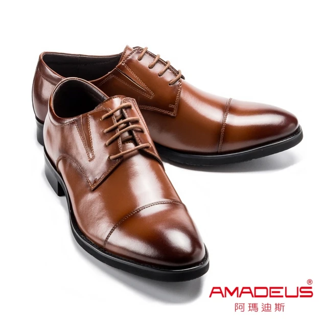 AMADEUS 阿瑪迪斯AMADEUS 阿瑪迪斯 大尺碼經典橫飾紳士男皮鞋 棕色(大尺碼)