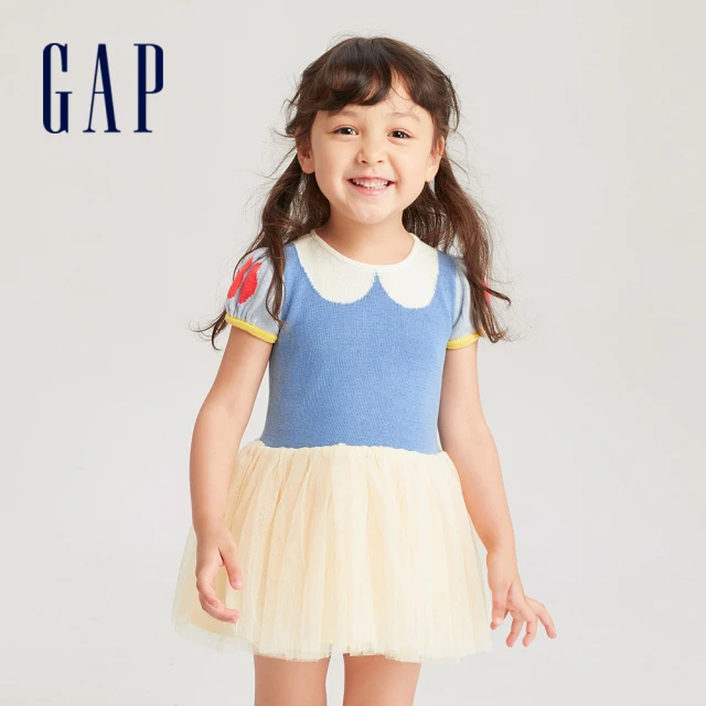 GAP 嬰幼童 針織短袖洋裝-藍色(673850)