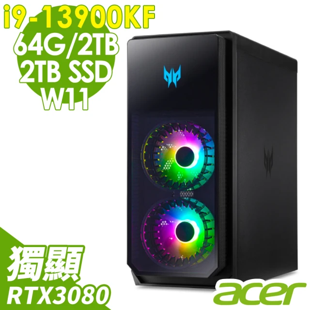 Acer 宏碁 i9獨顯RTX電競桌機(PO5-650/i9-13900KF/RTX3080_10G/64G/2TSSD+2TBHDD/W11)