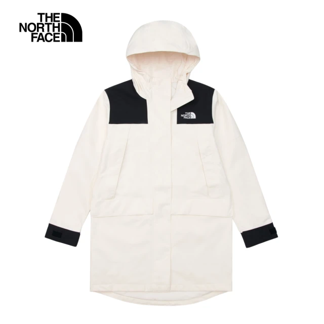 The North Face 北面女款米白防水透氣可調節連帽衝鋒衣｜81RZN3N