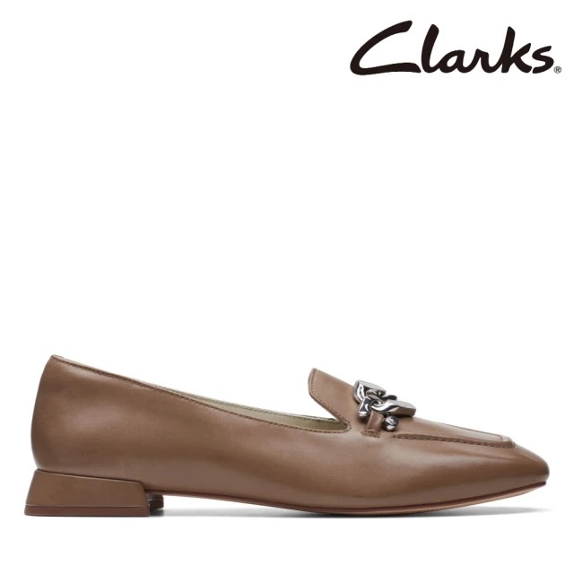 Clarks 女鞋 Ubree15 Trim 金屬飾釦時尚梯形方跟娃娃鞋 樂福鞋(CLF74685D)