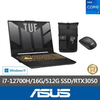 【ASUS】後背包/滑鼠組★ 15.6吋i7 RTX3050電競筆電(i7-12700H/16G/512G SSD/TUF Gaming FX507ZC4)