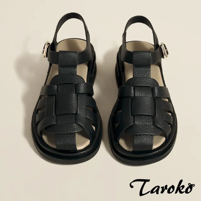 【Taroko】百搭編織羅馬包頭縷空涼鞋(2色)