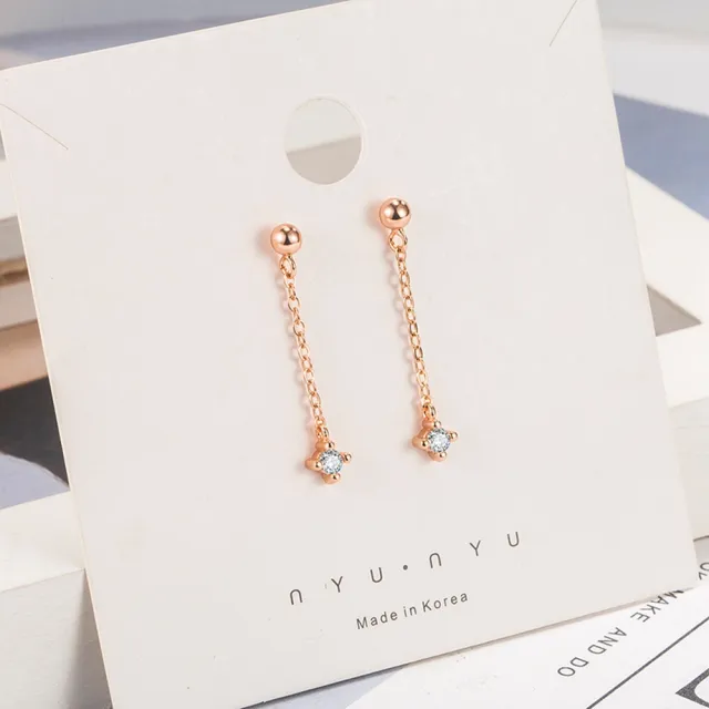 【Emi 艾迷】朴敏英同款 純粹簡約點鑽垂墜 925銀針耳環(韓劇 金秘書 同款)