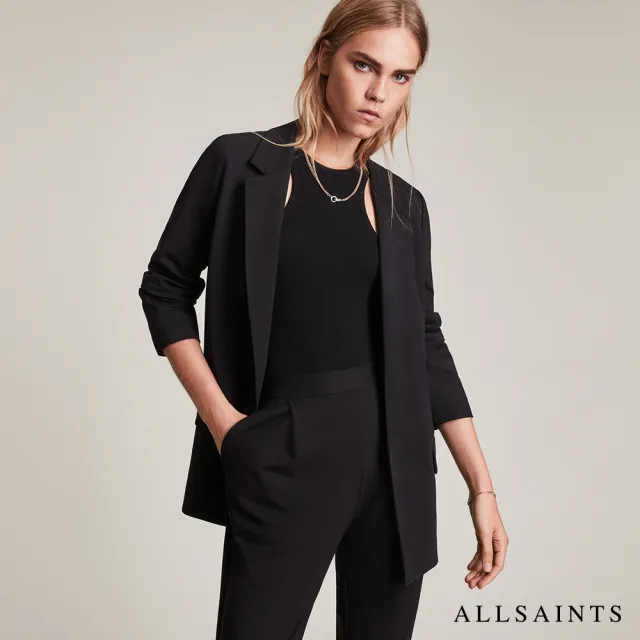 【ALLSAINTS】ALEIDA JERSEY 經典輕薄天絲混紡開襟西裝外套-黑 WT109V(常規版型)