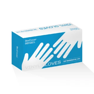 【BioCover保盾】無粉塑膠檢診手套-PVC手套-中號M-100隻/盒(手套、拋棄式、一次性)