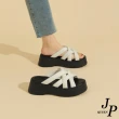 【JP Queen New York】條紋交叉單色經典夏日休閒拖鞋(2色可選)