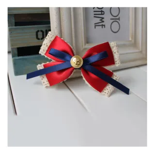 【MISA】蕾絲髮夾 緞帶髮夾/小海錨蕾絲紅緞帶髮夾 髮飾(2款任選)