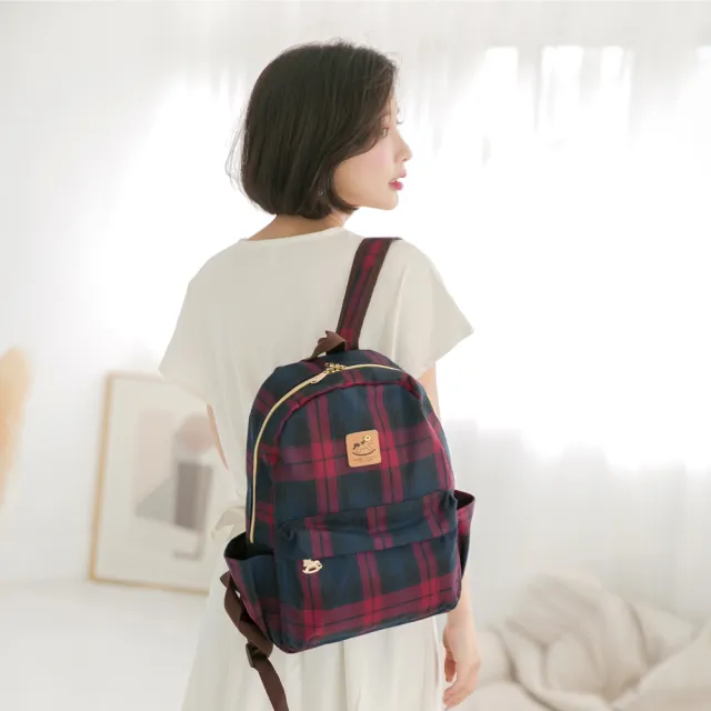 【uma hana】雙11 經典格紋多用途外出旅行防水的中後背包(後背包/旅行包/外出包/防水包)