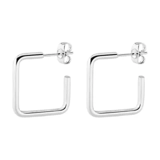 【VIA】鋼耳環 鈦鋼耳環/時尚幾何20MM正方形線條造型個性鈦鋼耳環(3色任選)