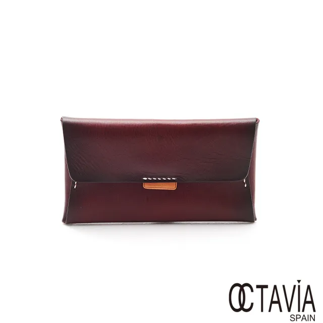 【OCTAVIA 8】真皮 愛的信息 植染牛皮插稍歐式長夾(卡門紅)