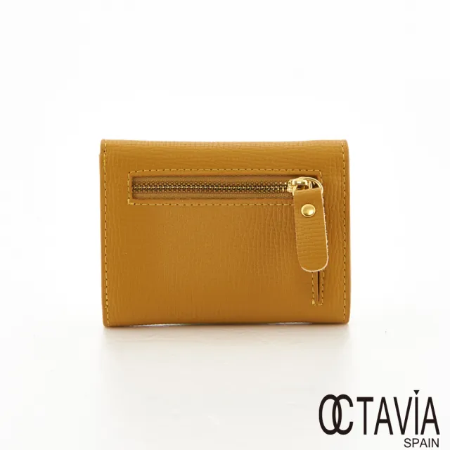 【OCTAVIA 8】雙11 真皮  海邊走走 牛皮貝殼釦 三折短夾(鵝黃)