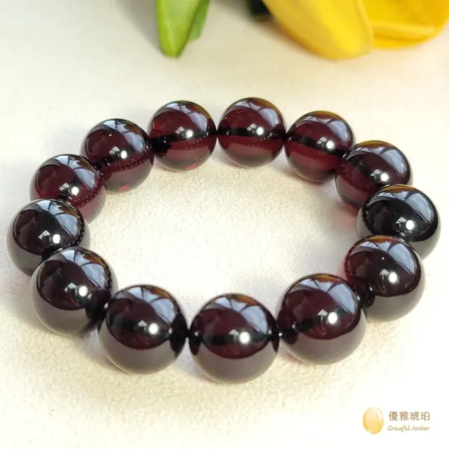 【優雅琥珀】來自波羅地海 16mm天然紅珀圓珠手串(歐洲原裝進口天然琥珀 附鑑定證書)
