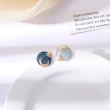 【INES】韓國設計S925銀針太陽月亮撞色滴釉造型耳環(S925銀針耳環 撞色耳環)