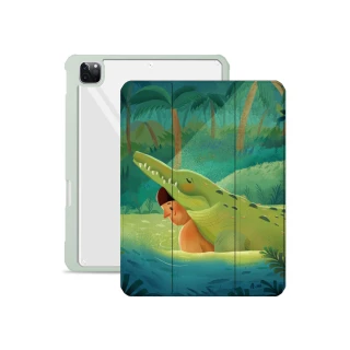 【Knocky 原創】iPad Air 4/5 10.9吋 最好的鱷魚朋友 插畫家阿脆聯名系列保護殼(三折式硬底軟邊右側筆槽)