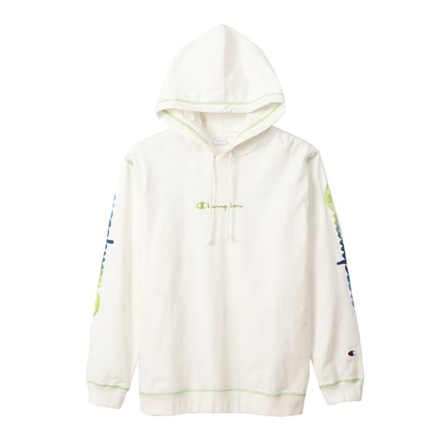 【Champion】官方直營 男款-Campus Logo連帽長袖Tee-白色(C3-R410-010-日規)