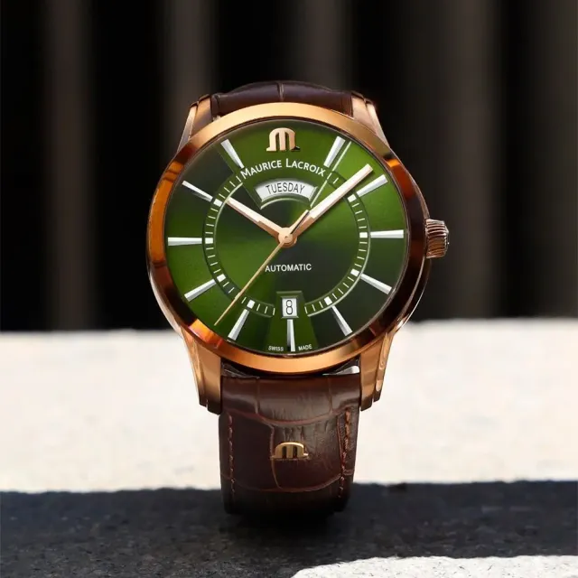 【Maurice Lacroix 艾美錶】Pontos Day Date 青銅日曆紳士機械錶 禮物 送禮(PT6358-BRZ01-63E-3)