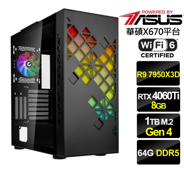 華碩平台 R9十六核GeForce RTX 4060Ti W