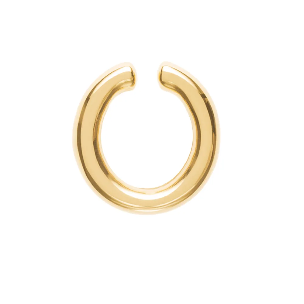 【CINCO】葡萄牙精品 Arlo Earring 925純銀鑲24K金 C型圓耳環 無耳洞女孩必備(925純銀)