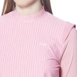 【Lynx Golf】korea女款假兩件式經典直條紋路長袖POLO衫/高爾夫球衫(粉色)