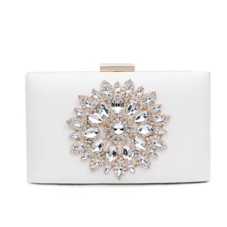 【Sp house】放射狀鑲鑽鍊條手拿單肩晚宴包(3色)