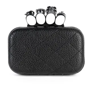 【Sp house】酷黑帥氣骷髏菱格手抓鍊條單肩晚宴包(黑色2款)