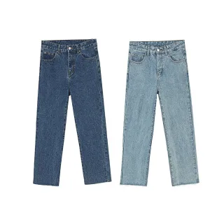 【Dition】工裝丹寧denim不修邊直筒牛仔褲 錐形寬褲 水洗九分褲 Amekaji工作褲(不修邊抽鬚九分牛仔褲)