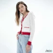 【iROO】配色方格立體織紋長袖針織外套
